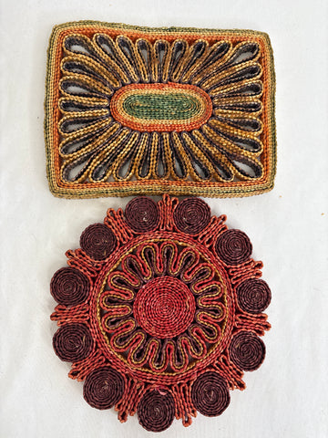 SET OF 2 Retro Woven Trivets