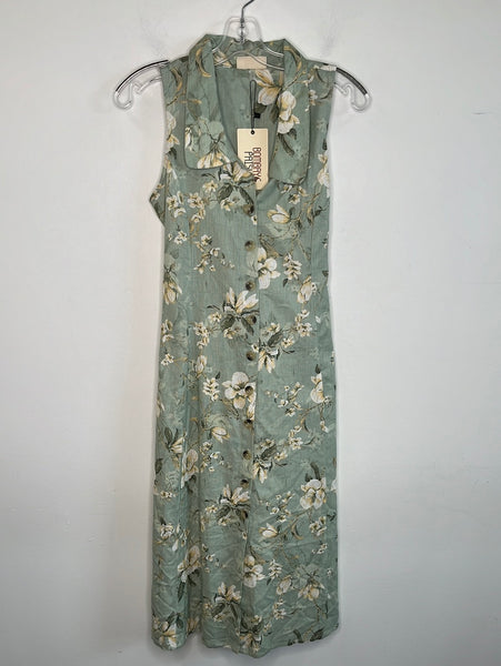 NWT Bombay Paisley Floral Button Up Cotton/Linen Midi Dress (M)