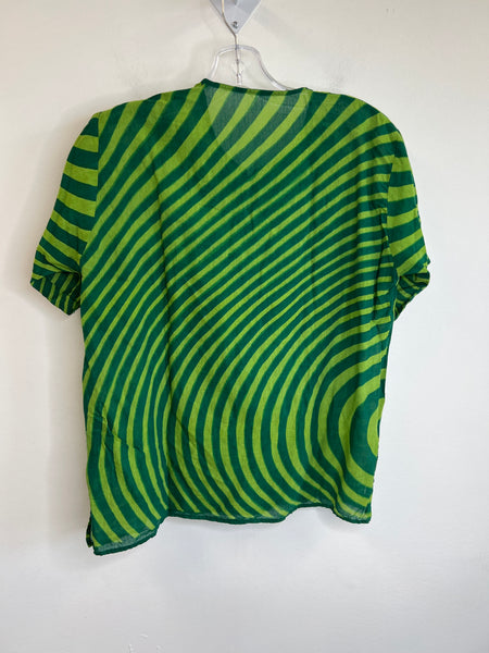 Green Stripe Short-Sleeved Top