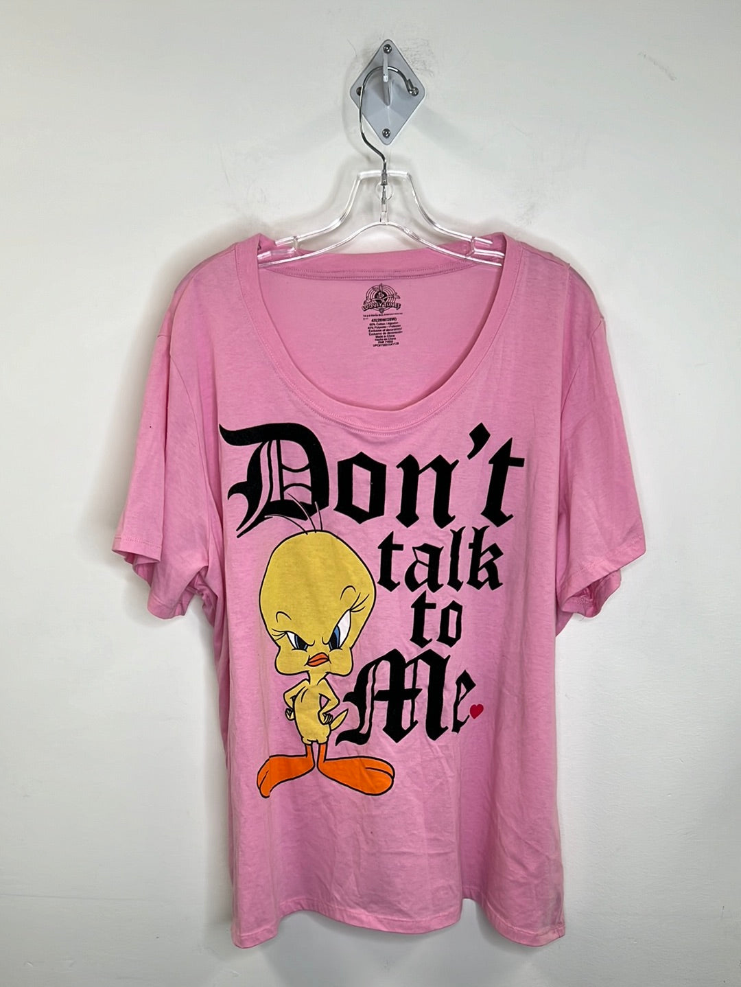Looney Tunes Tweety Bird “Don’t Talk To Me” Felt Graphic Tee (4XL)