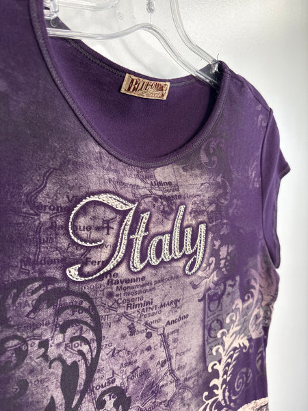 Blue Canyon Clothing Y2K Italy Rhinestone Embellished Tee (M)