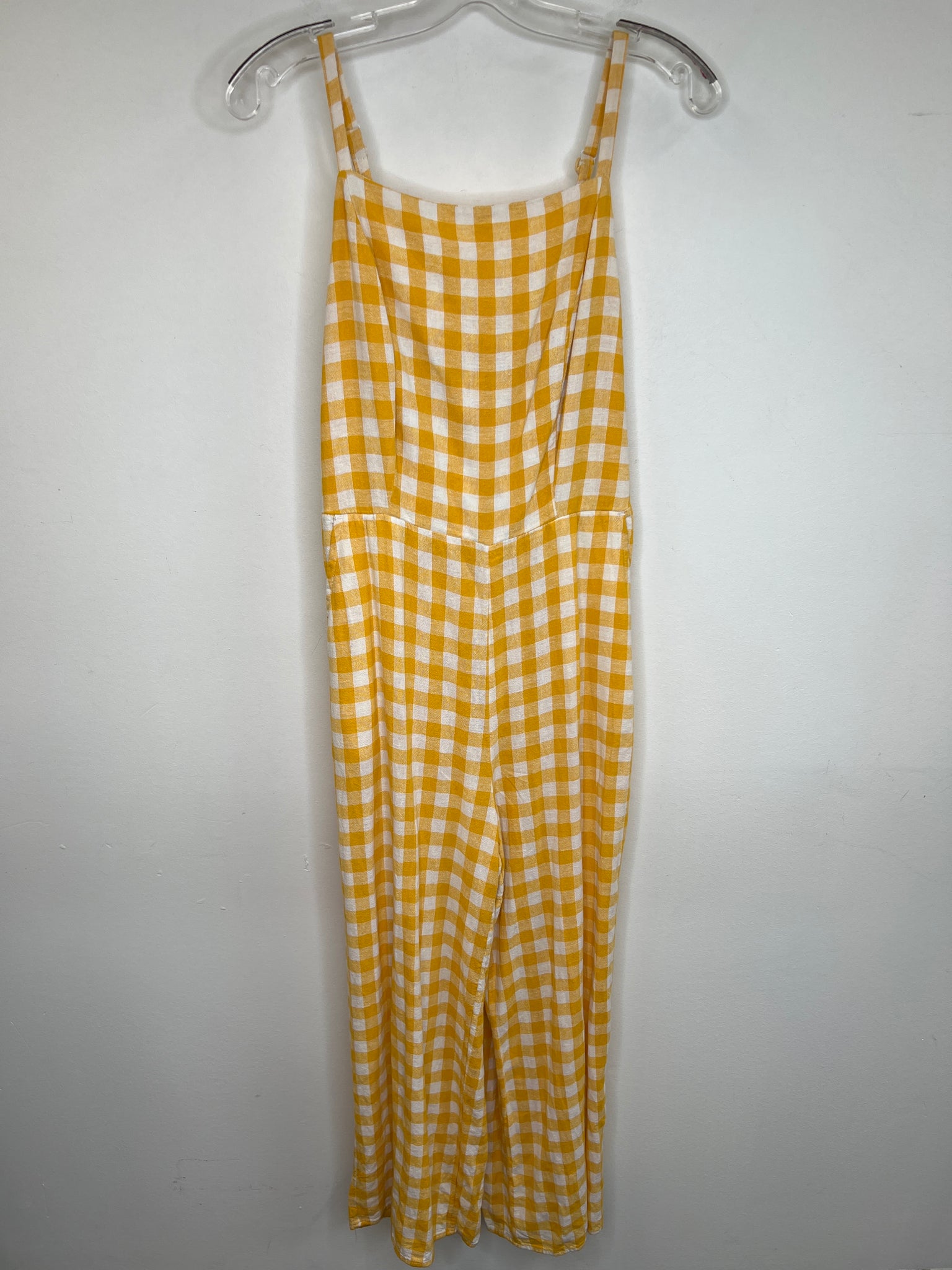 Yellow Gingham Sleeveless Jumpsuit (S Tall)