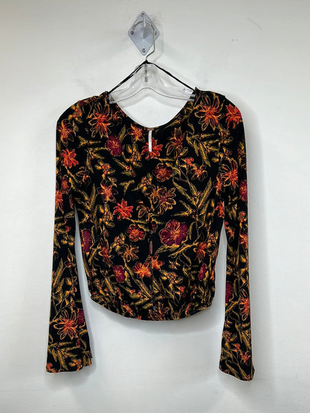 Free People Floral Print Bell Sleeve Blouse (S)