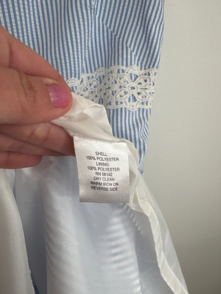 London Times Floral Lace Accent Striped Shift Dress (8)