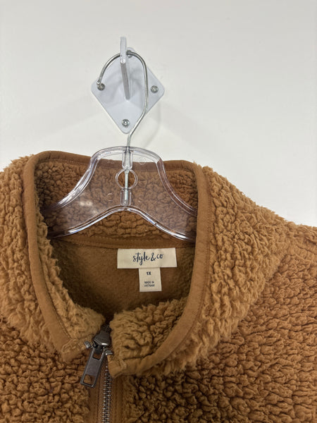 Style & Co Teddy Quarter Zip Sweater (XL)