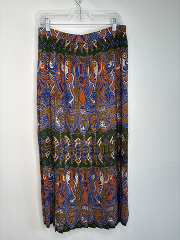 Vintage Pleated Fabric Maxi Skirt