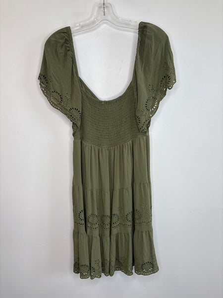 Devoted Eyelet Tiered Midi Dress (XL)