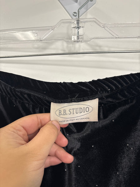 Vintage B.B Studio Sparkle Velvet Back Slit Maxi Skirt