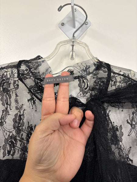 Suzy Shier Lace Long-Sleeve Top (M)