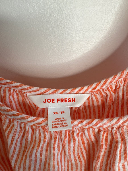 Joe Fresh Linen-Cotton Blend Ruffled-Sleeve Babydoll Top (XS)