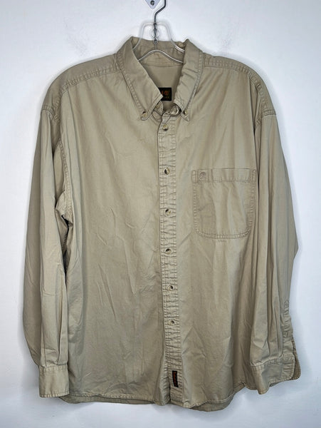 Timberland Weathergear Beige Long-Sleeve Button-Up Shirt (L)