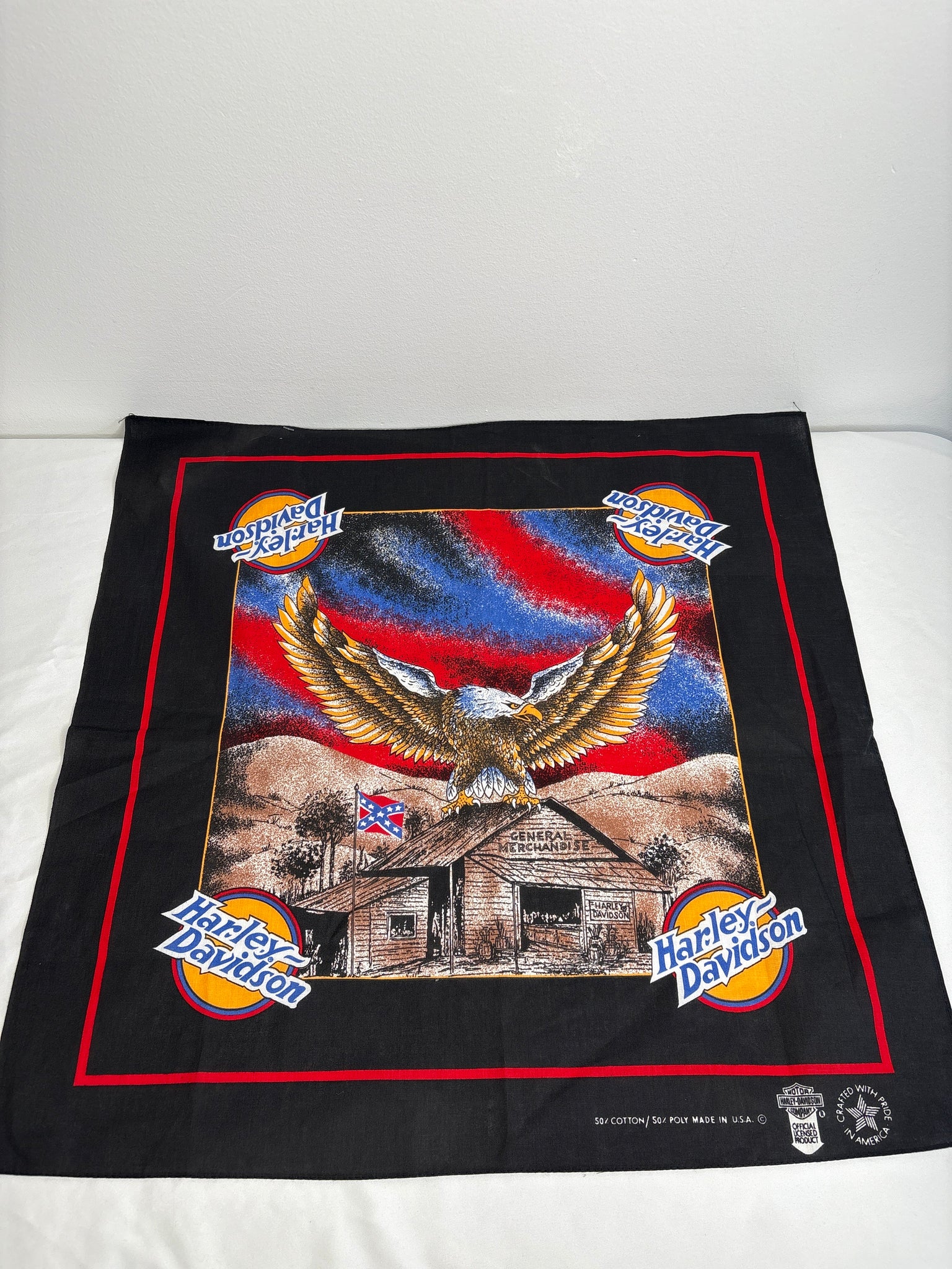 Vintage Harley Davidson Motorcycles Eagle American Flag Bandana