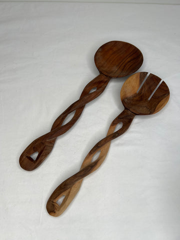 Vintage Handcarved Salad Spoons