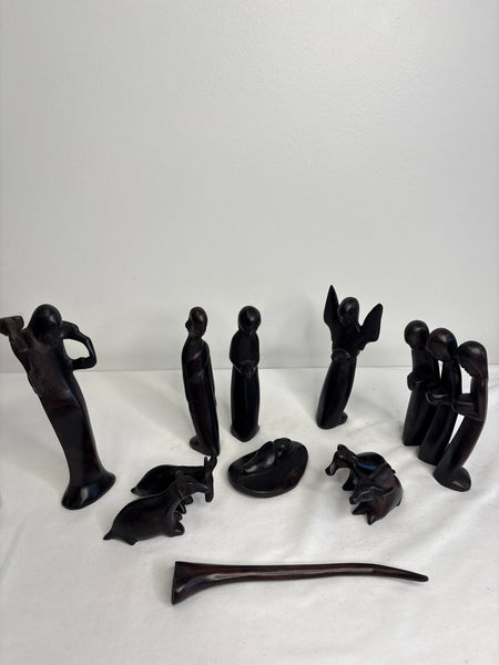 African Ebony Wood Nativity Set