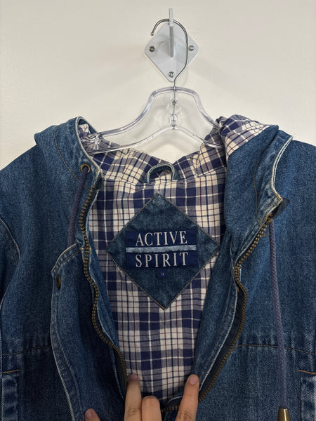 Vintage Active Spirit Plaid-Lined Denim Jacket (1X)