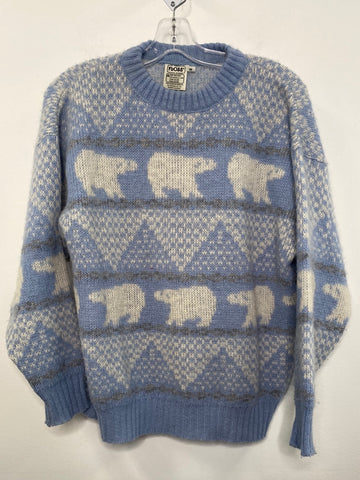 Vintage Floss of Iceland Knitted Polar Bear Print Woollen Pullover Sweater (M)