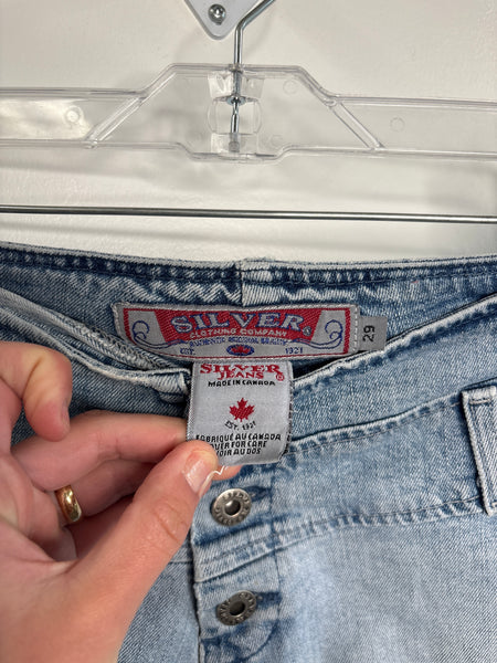 Retro Silver Denim Mini Shorts (29)