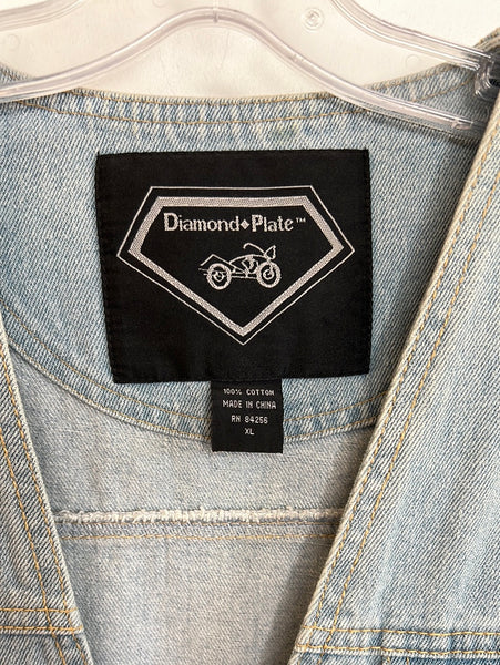 Diamond Plate Mens Denim Jean MC Club Motorcycle Vest Jacket (XL)