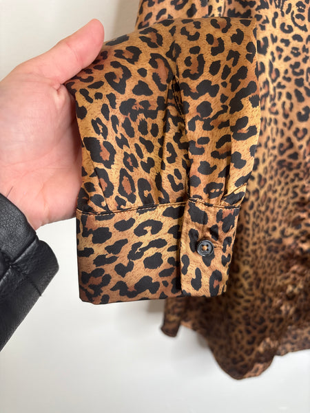 Cleo Animal Print Long Sleeve Blouse (XS)