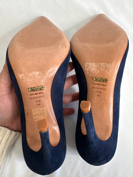 Schutz Blue Colored Velvet Pumps (USA 11B)