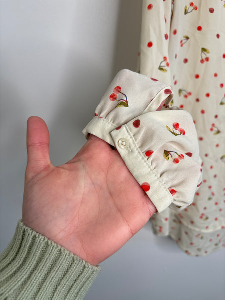 Lauren Conrad Sheer Cherry Printed Blouse (M)