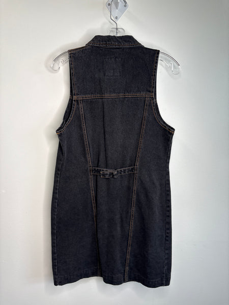 Vintage Silver Red Star Studded Denim Mini Dress (M)