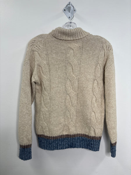 B. Coastline Cableknit Turtleneck Cotton Sweater (M)