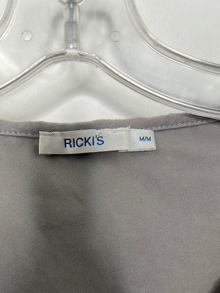 Ricki’s Women’s Short Sleeve V Neck  Silver Sequin Shirt (M)