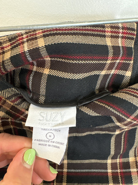 Suzy Shier Pleated Plaid Mini Skirt (0)