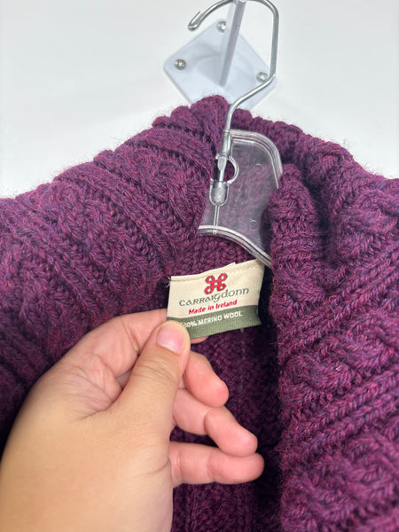 Vintage Carraigdon Irish Merino Wool Cableknit Cardigan (XXL)