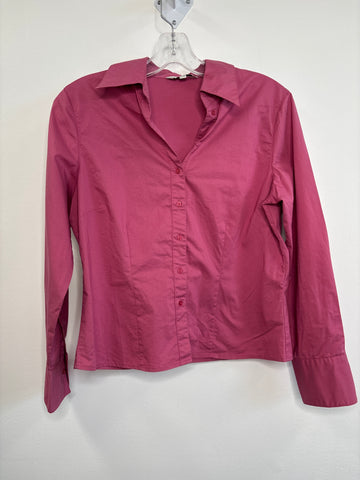Retro Jessica Magenta Button-Up Blouse Top (M)