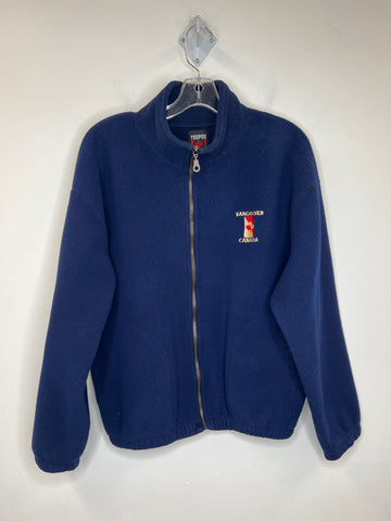 TeePee "Vancouver, Canada" Embroidered Navy Blue Fleece Zip-up Jacket (M)