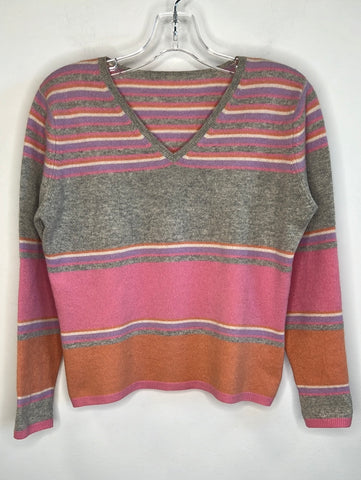 V-Neck Colour Block Cashmere Sweater (XS)