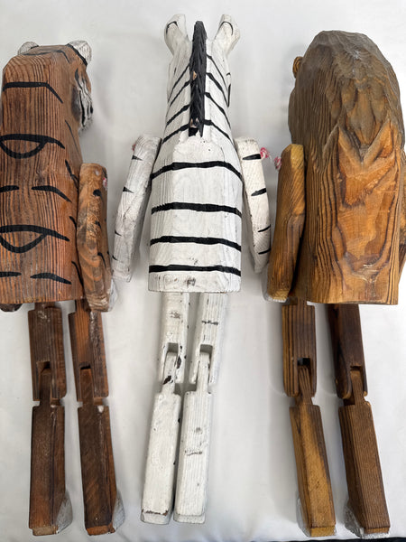 SET OF 3 Wooden Hand-Carved Safari Animals