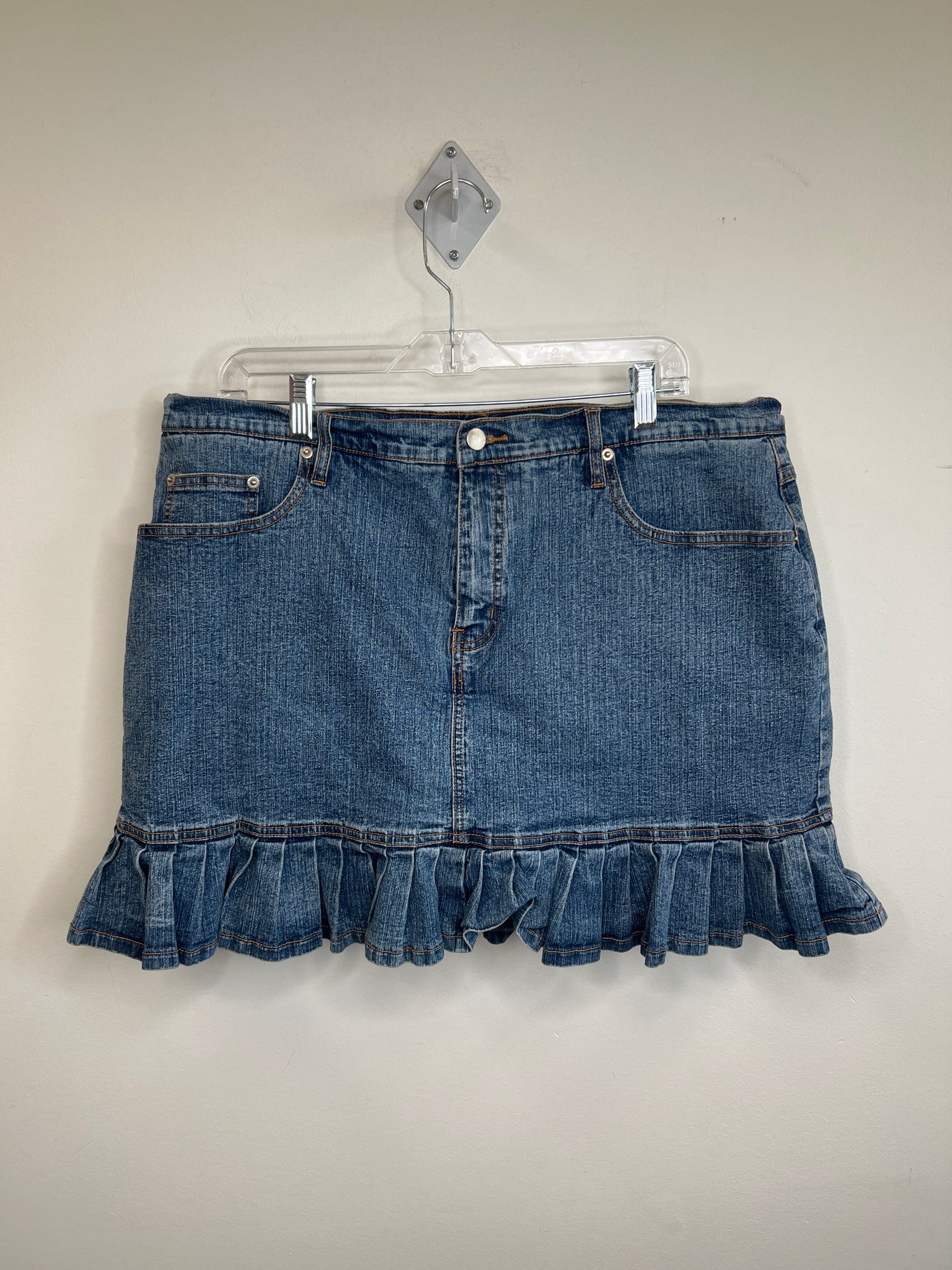 Venezia Denim Mini Skirt With Ruffles (18)