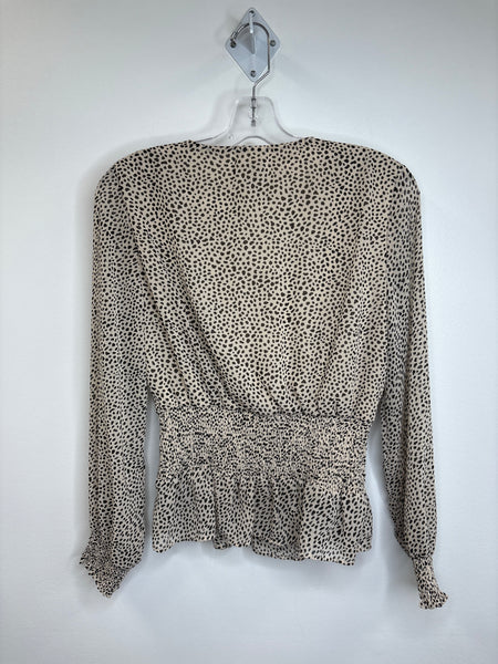 Japna Plunge Animal Print Long-Sleeve Top (L)