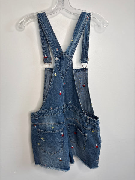NOBO Embroidered Mushroom Denim Shortalls (L)