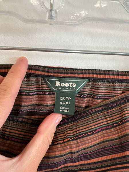 Roots Brown Striped Midi Skirt (XS)