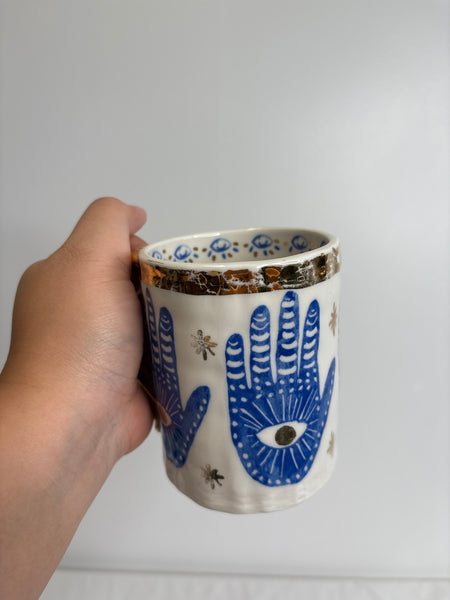 SET OF 2 Anthropologie Evil Eye Coffee Mug