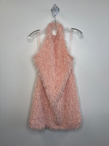 NWT Zara Baby Pink Faux Feather Halter Mini Dress (L)