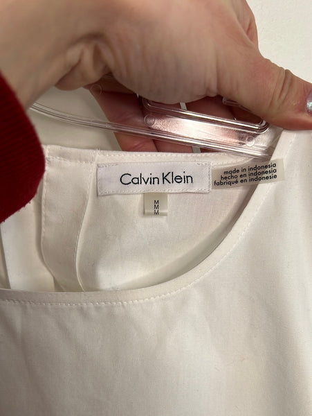Calvin Klein White Womens Off Shoulder Blouse (M)