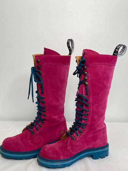 John Fluevog 7th Heaven Zachary Suede Leather Tall Combat Boots (M4 / W6)