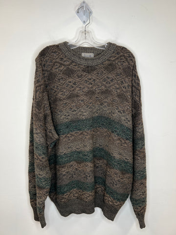 Vintage Tosani Brown Print Long-Sleeve Sweater (3XL)