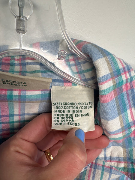 Northern Reflections Plaid Cotton Button-Down Shirt (XL)