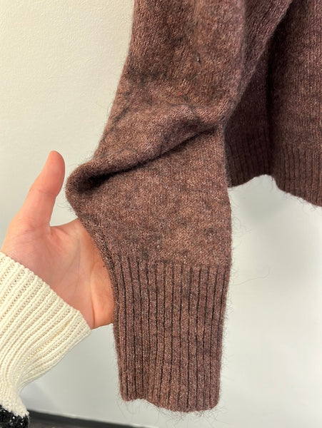 ICHI Alpaca-Blend Loose Cropped Sweater (L)