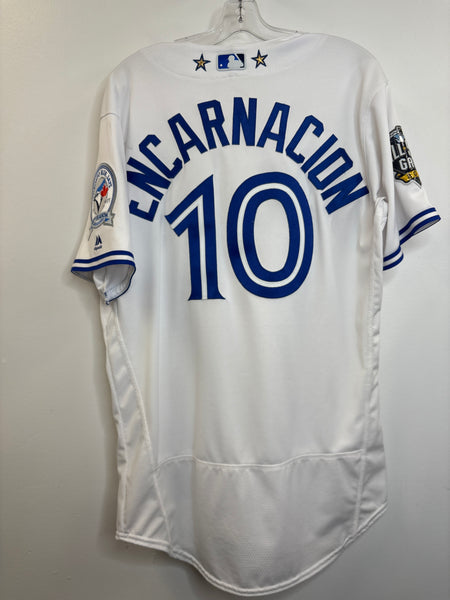 MLB Majestic Authentic Toronto Blue Jays #10 Edwin Encarnacion Printed Signature Baseball Jersey (44)