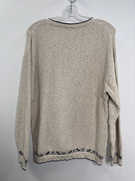 Vintage Northern Reflection Blue Jay & Cardinal Bird Embroidered Waffle Knit Sweater (L)