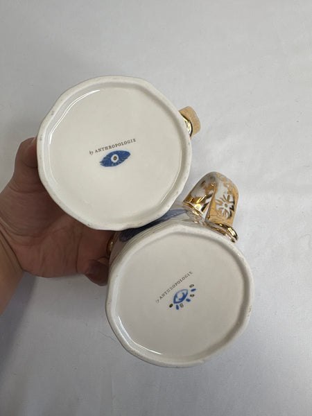 SET OF 2 Anthropologie Evil Eye Coffee Mug