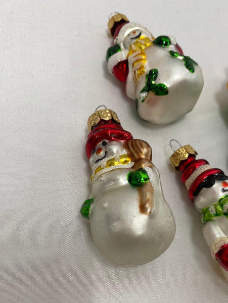Set of 4 Christmas Glass Ornaments ‘Snowman’