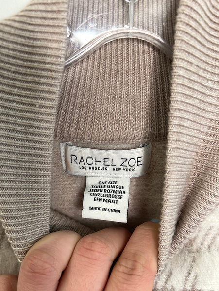 Rachel Zoe Plaid Fuzz Turtleneck Sweater Cape (OS)